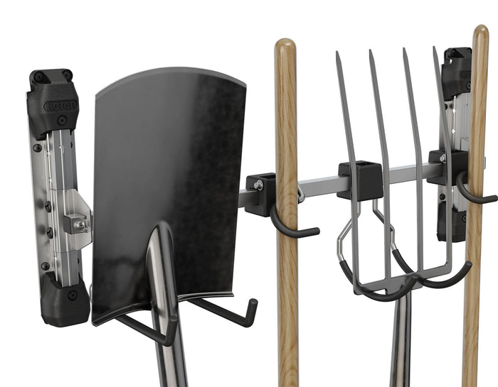 Appendi Attrezzi 74x15x30 cm Keter con 4 Ganci Capacità Totale 36 kg in Acciaio Grigio e Nero
