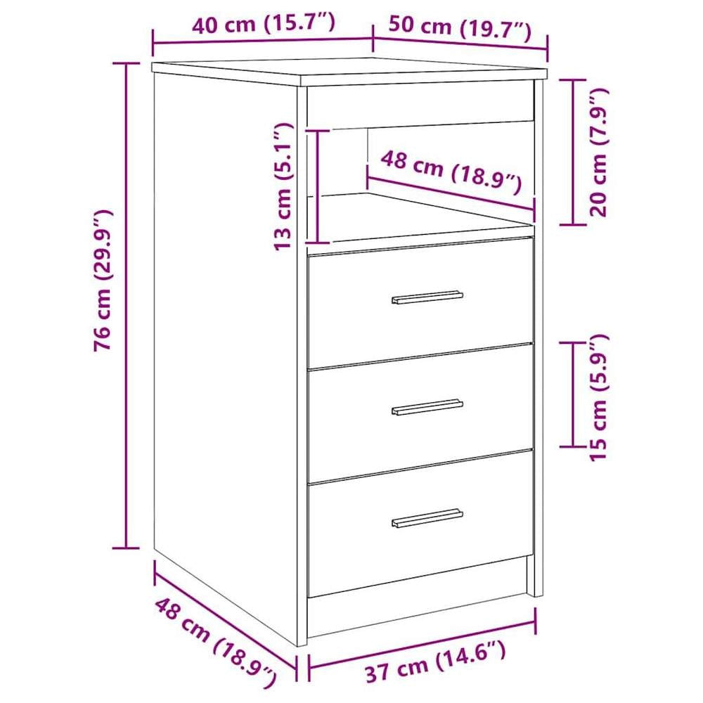 Sideboard With Drawers, Sonoma Grey, 40x50x76 Cm, Engineered Wood