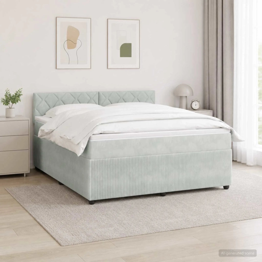 Letto box spring con materasso Grigio Chiaro 140 x 190 cm 3451679