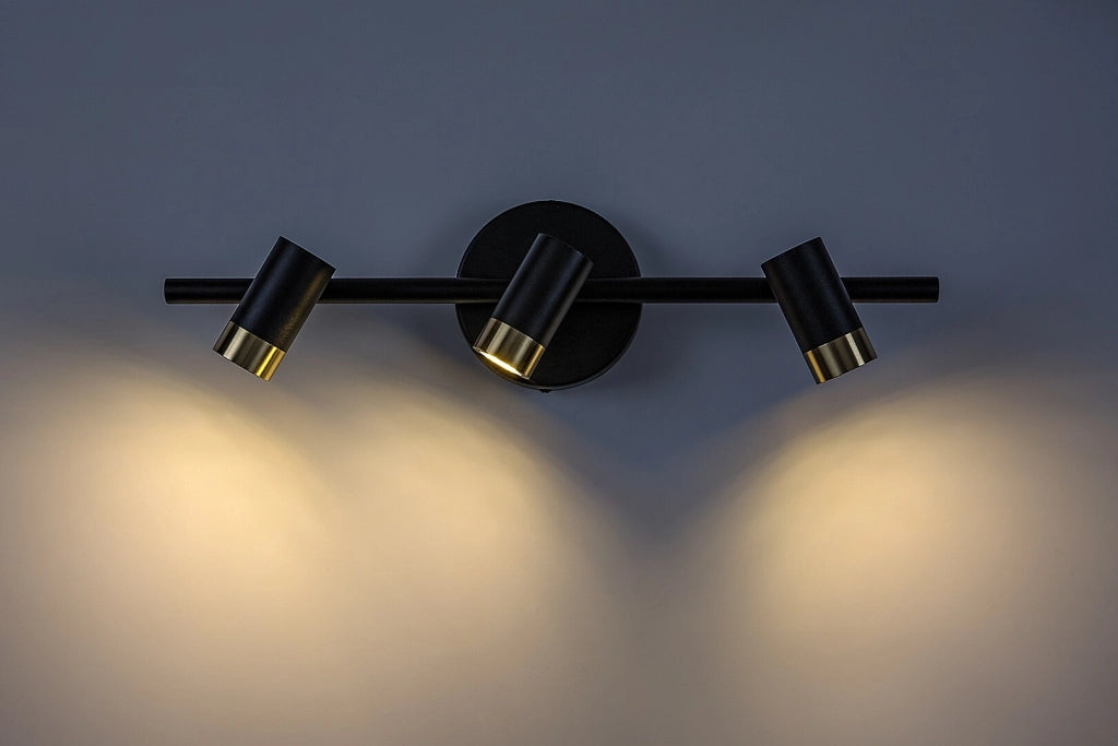 Applique barra industriale nero oro 3 spot LED 9W Rabalux Kadir