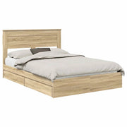 Letto matrimoniale | Letto per adulti | Letto con Contenitore con testiera Rovere Sonoma 140 x 190 cm