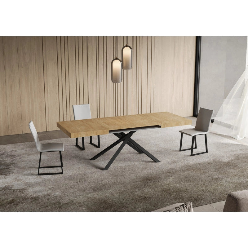 Tavolo allungabile 140/224x80cm Niket telaio Antracite - Noce