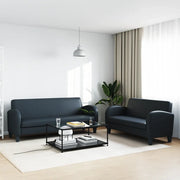 Set Divani 2 pz in Pelle Artificiale Nera cod mxl 25073