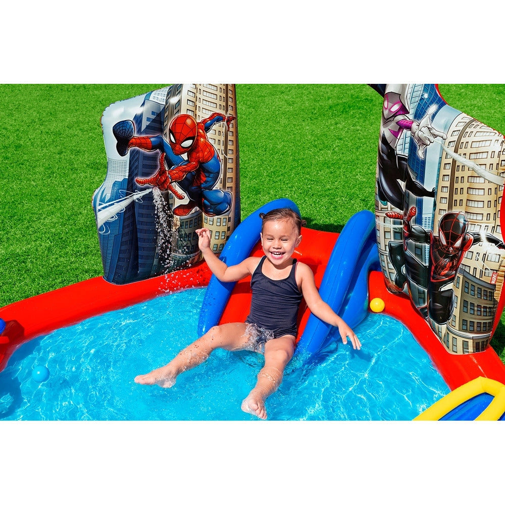 Trade Shop - Centro Giochi Acquatico Spider-man Gonfiabile Piscina 211x206x127cm Anelli Palline 98793 -