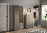 Armadio Guardaroba con Anta a Specchio e Ripiani 70x35x185 cm Frame Bronzo e Mercure