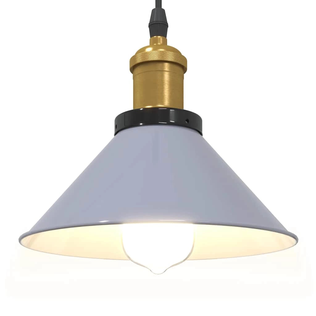 Lampada a sospensione vintage regolabile altezza 224 cm Ø 22 x 10 cm atmosfera accogliente arredamento moderno in metallo grigio 02_0058013