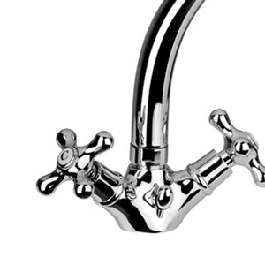 Rubinetto tradizionale lavello con canna alta fusa e scarico - serie liberty