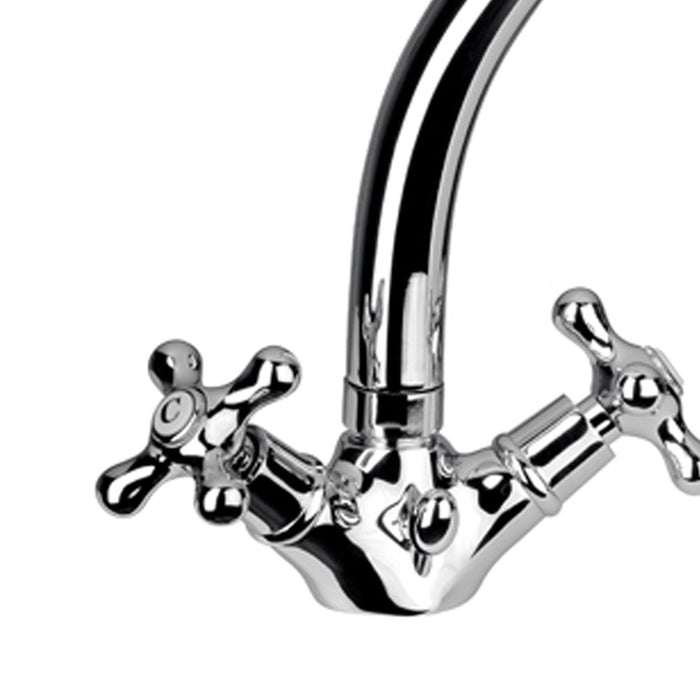 Rubinetto tradizionale lavello con canna alta fusa e scarico - serie liberty