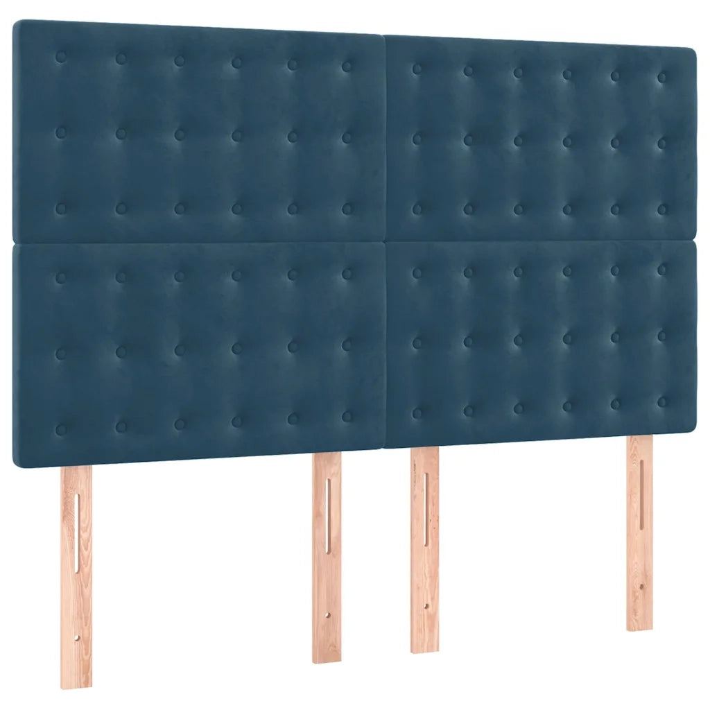 Giroletto a Molle con Materasso Blu Scuro 140x200 cm in Velluto 3129457