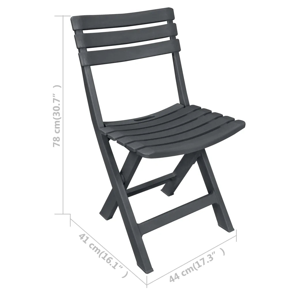 Set da Bistrot 3 pz | Set Salotto da Giardino Pieghevole in Plastica Antracite