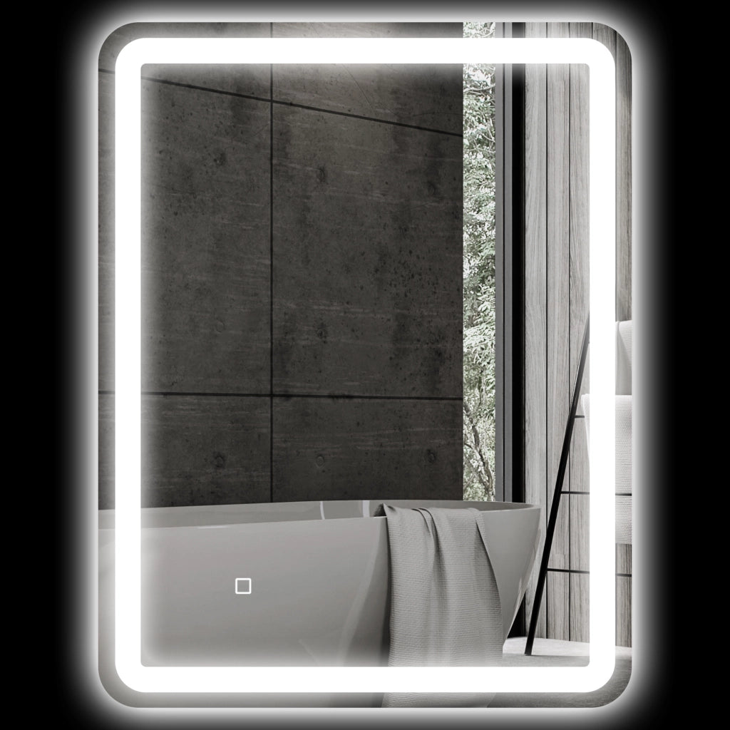 Specchio da Bagno Illuminato ¨C zephmum ¨C Touch Dimmabile 3 Colori 60x80cm Argento