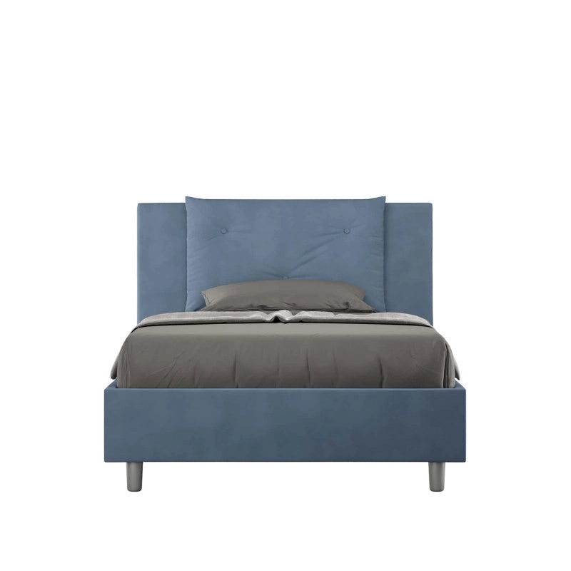 Letto imbottito Piazza e mezzo 110x210 cm Appia - Senza rete,Microfibra,Blu