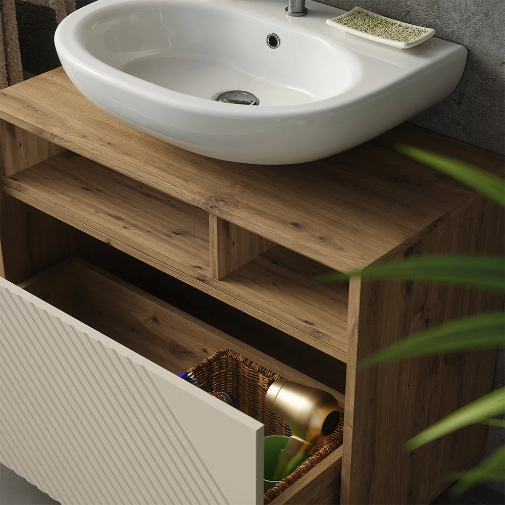 Set mobili bagno Beatrice Cachemire/Rovere artigianale Vicco