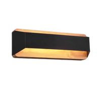 Applique LED bi-emissione, nero e naturale, 35x12 cm, Arino