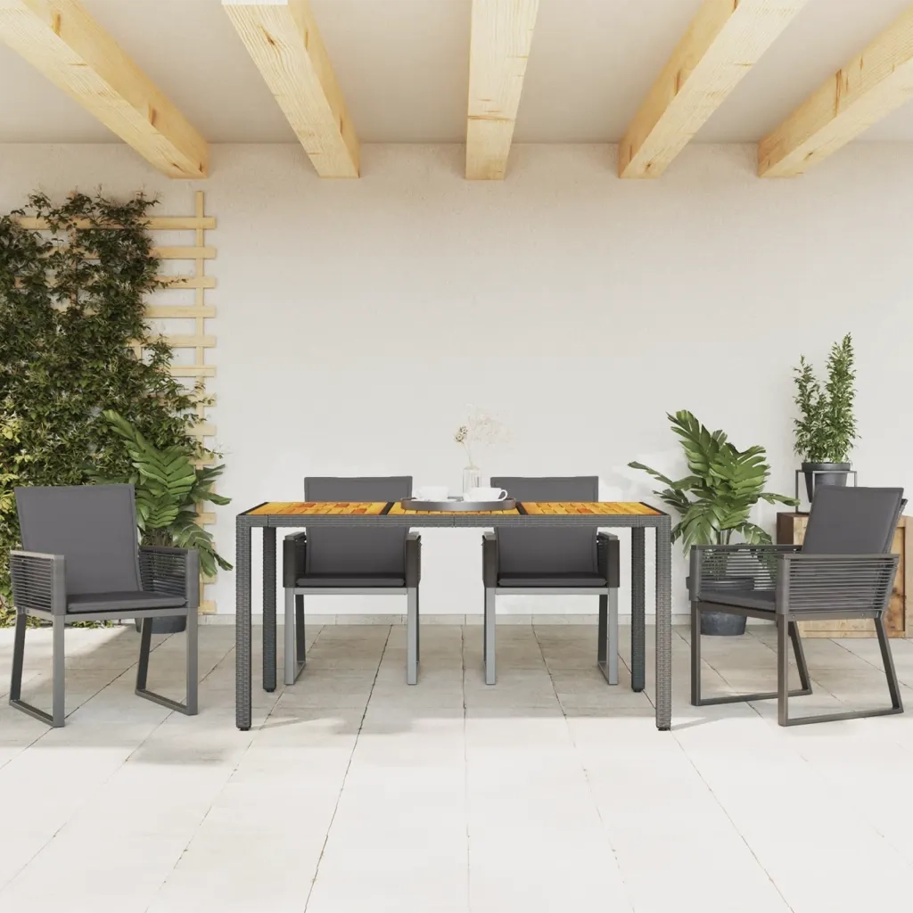 Sedie da Giardino con Cuscini 4 pz | Sedie da Esterno Nere in Polyrattan