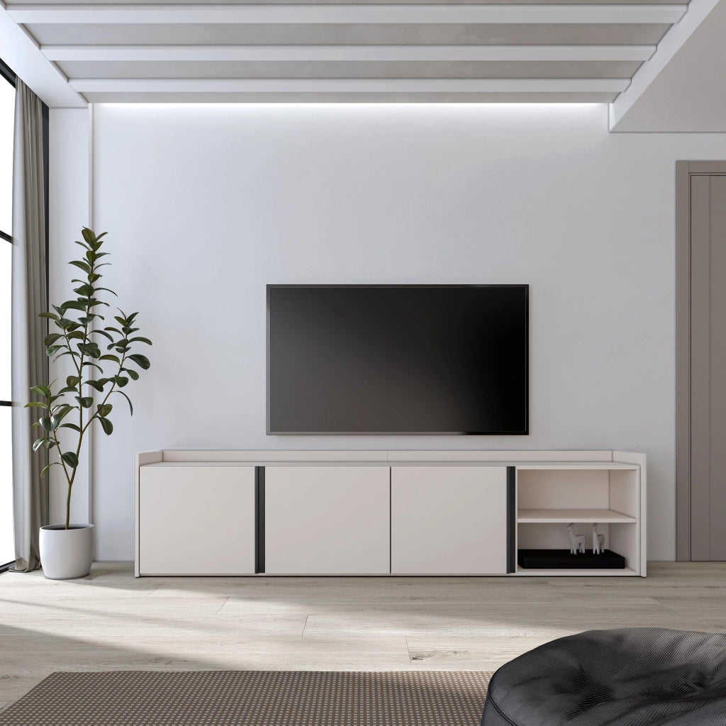 Mobile TV Soggiorno, 207x50x35 cm, Per TV fino a 80", Mobile Soggiorno, Beige