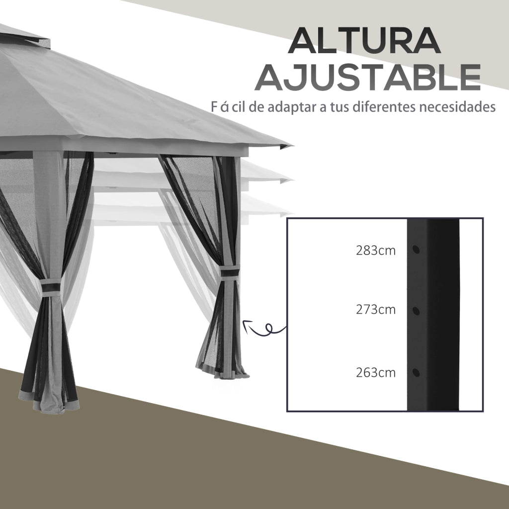 Tenda da giardino pieghevole ¨C zephmum ¨C grigio 4x4x2.8 m