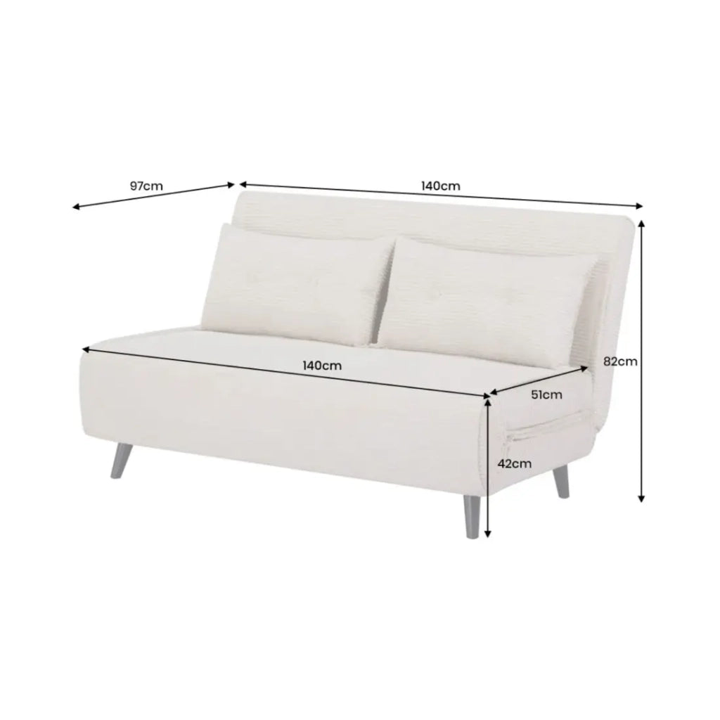 Divano trasformabile retto PRESTO bianco beige – Divano letto 2 posti