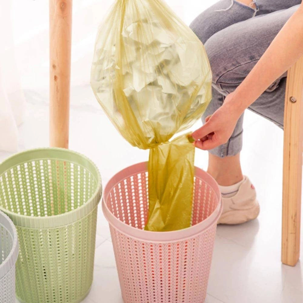 Trade Shop - 7x Rotoli Sacchetti Buste Spazzatura 40lt 55x65cm Chiusura Laccetto Giallo 105pz -