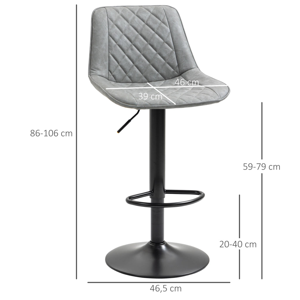 Set di 2 sgabelli da bar girevoli altezza regolabile ¨C zephmum ¨C grigio similpelle 86-106 cm