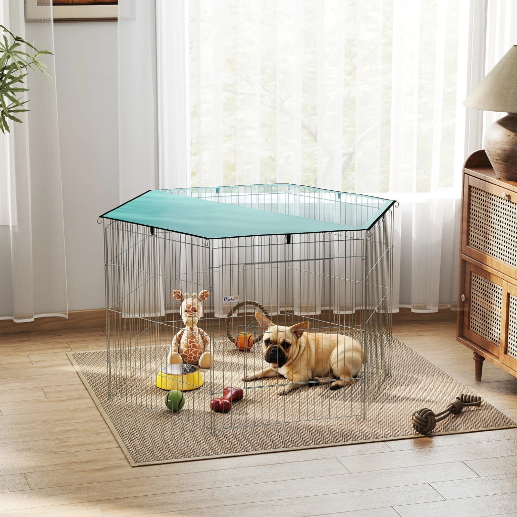 Recinto per Cani ¨C zephmum ¨C Verde 6 Pannelli con Porta 76H cm