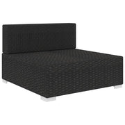 Seduta Centrale Modulare con Cuscini in Polyrattan Nero