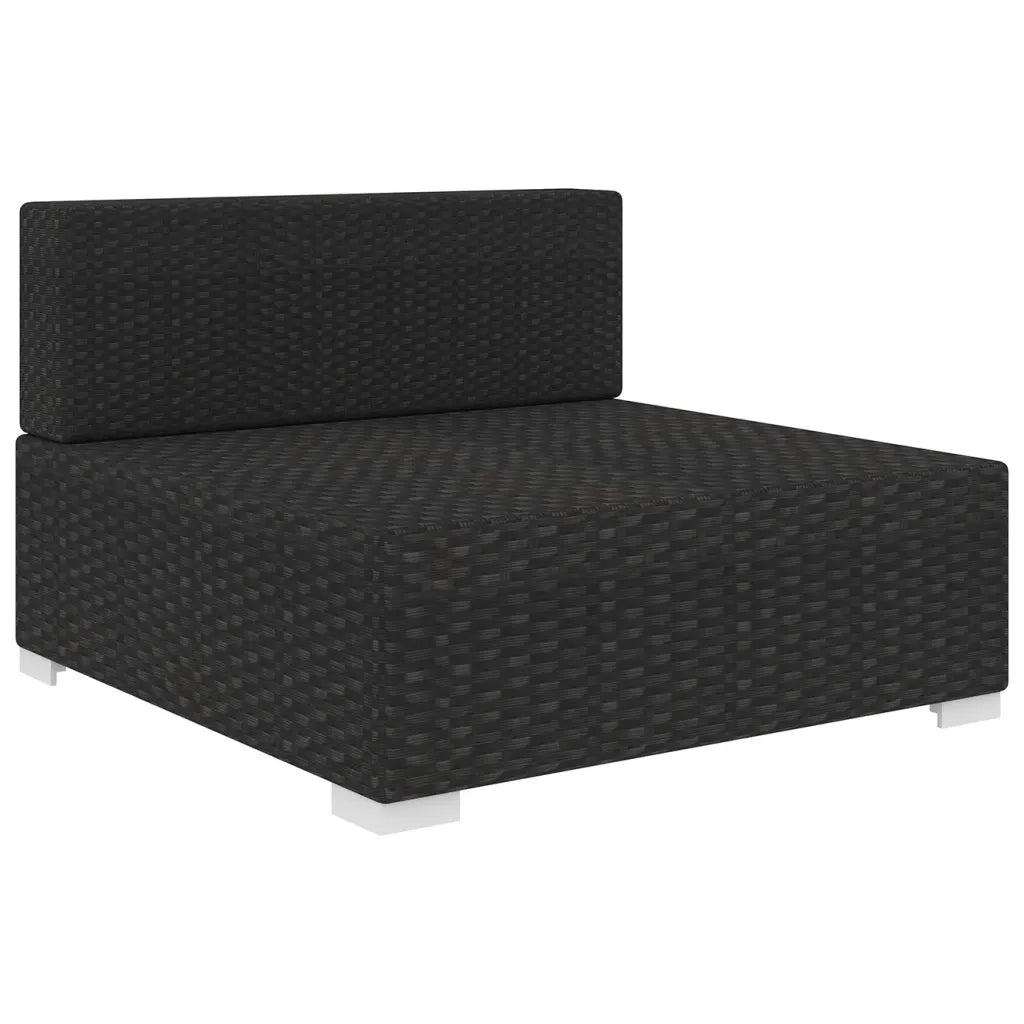 Seduta Centrale Modulare con Cuscini in Polyrattan Nero