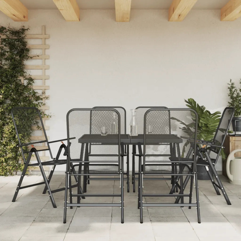 Set da Pranzo da Giardino 7pz | Set Salotto da Giardino Antracite in Rete Metallica