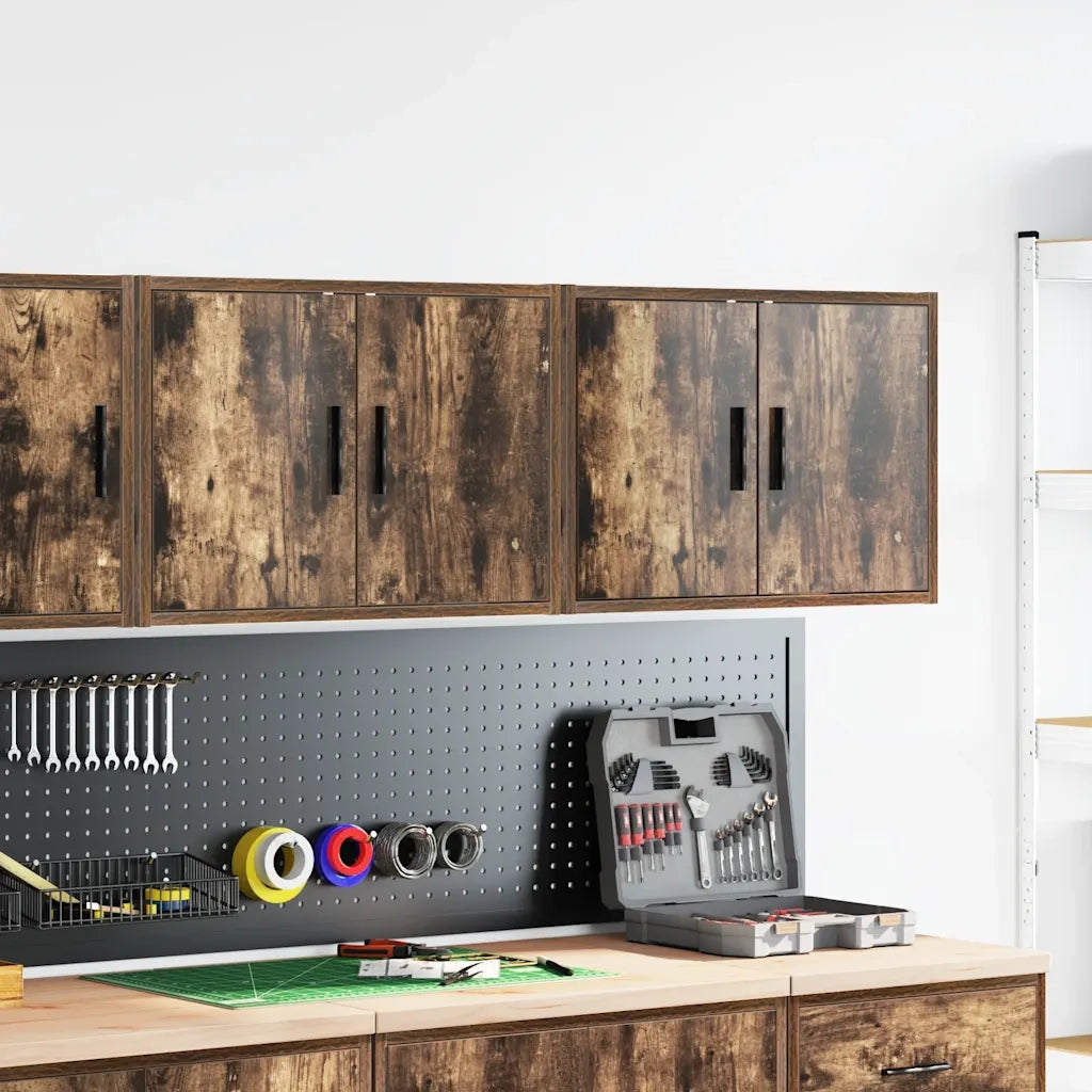 Pensili per Garage 2 pz Rovere Fumo in Legno Multistrato 860652
