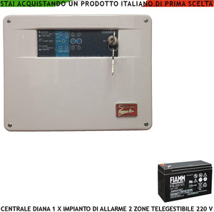 CENTRALE DIANA ANTIFURTO 2 ZONE BATTERIA 12 V 7,2 AH SECURVERA SH-D1FCDB7ZFB