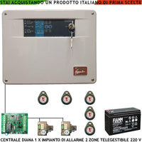 CENTRALE ALLARME DIANA 2 ZONE BATTERIA 12 V 7,2 AH SECURVERA SH-D1FCDLT5TE