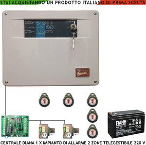 CENTRALE ALLARME DIANA 2 ZONE BATTERIA 12 V 7,2 AH SECURVERA SH-D1FCDLT5TE