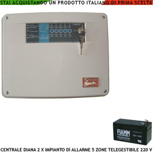 DIANA 5 ZONE CENTRALE ALLARME BATTERIA 12 V 1,2 AH SECURVERA SH-D2FCDB2ZFA
