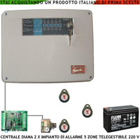DIANA 5 ZONE CENTRALE ALLARME BATTERIA 12 V 7,2 AH SECURVERA SH-D2FCULT3TA
