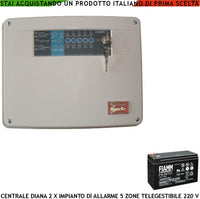 DIANA CENTRALE 5 ZONE ALLARME CHIAVE MECCANICA BATTERIA SECURVERA SH-D2FCDB7ZFD