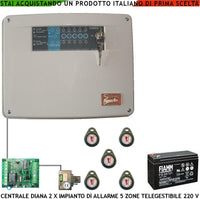 CENTRALE ANTIFURTO DIANA 5 ZONE BATTERIA 12 V 7,2 AH SECURVERA SH-D2FCULT5TC