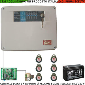 DIANA CENTRALE ALLARME 5 ZONE BATTERIA 12 V 7,2 AH SECURVERA SH-D2FCULT6TD