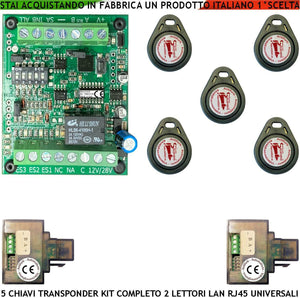 KIT CHIAVE DI PROSSIMITÀ 2 LETTORI UNIVERSALI RJ45 LAN SECURVERA SV-KPD2LU5CPE