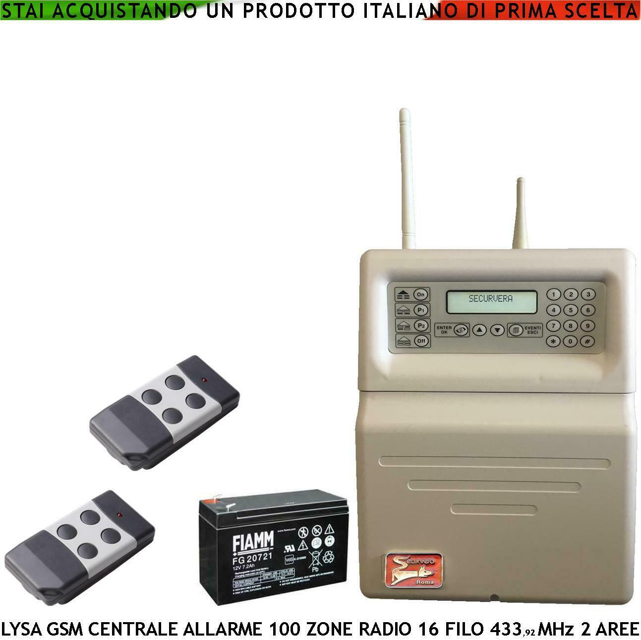CENTRALE ALLARME LYSA GSM 100 ZONE RADIO 16 ZONE FILO SECURVERA SV-LRGBTC2RZB