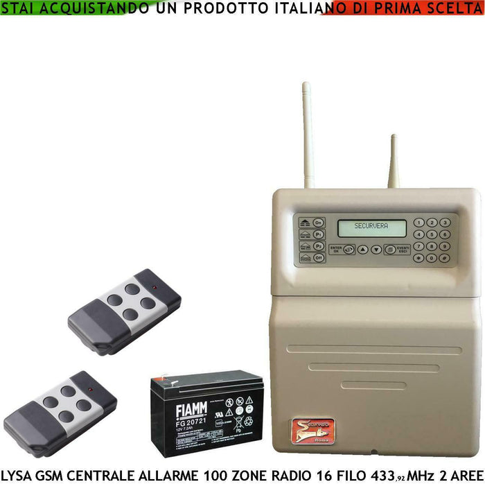 CENTRALE ALLARME LYSA GSM 100 ZONE RADIO 16 ZONE FILO SECURVERA SV-LRGBTC2RZB
