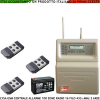 LYSA GSM 100 ZONE RADIO 16 ZONE FILO 2 AREE CENTRALE SECURVERA SV-LRGBTC3RZC
