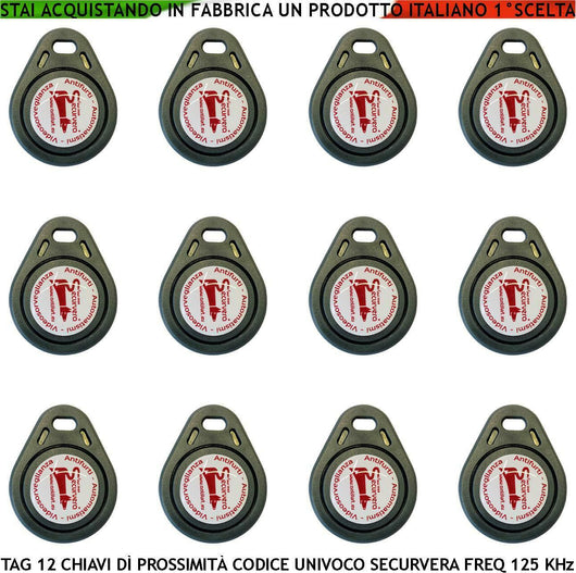 CHIAVI ELETTRONICHE DI PROSSIMITÀ 12 TAG ALTA SICUREZZA SECURVERA SV-RKMDCPTCSD
