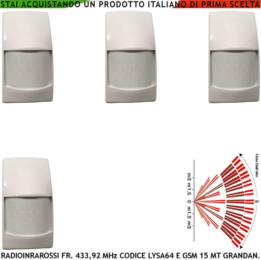 RILEVATORI INFRAROSSO RADIO 4 PEZZI PIR40VR SECURVERA SS-PIRSIRLVSD