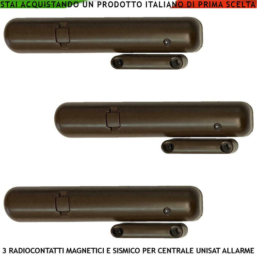 SENSORE MAGNETICO WIRELESS MARRONE 3 PEZZI 868 MHZ SECURVERA SV-CRM3CBCESA