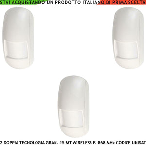 DOPPIA TECNOLOGIA SENSORE MOVIMENTO RADIO 3 PEZZI SECURVERA SV-DRU3DTWCUD