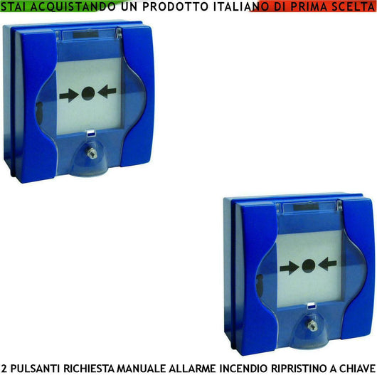 PULSANTE EMERGENZA ROTTURA VETRO BLU 2 PEZZI SECURVERA SF-PDBPMNBCRB
