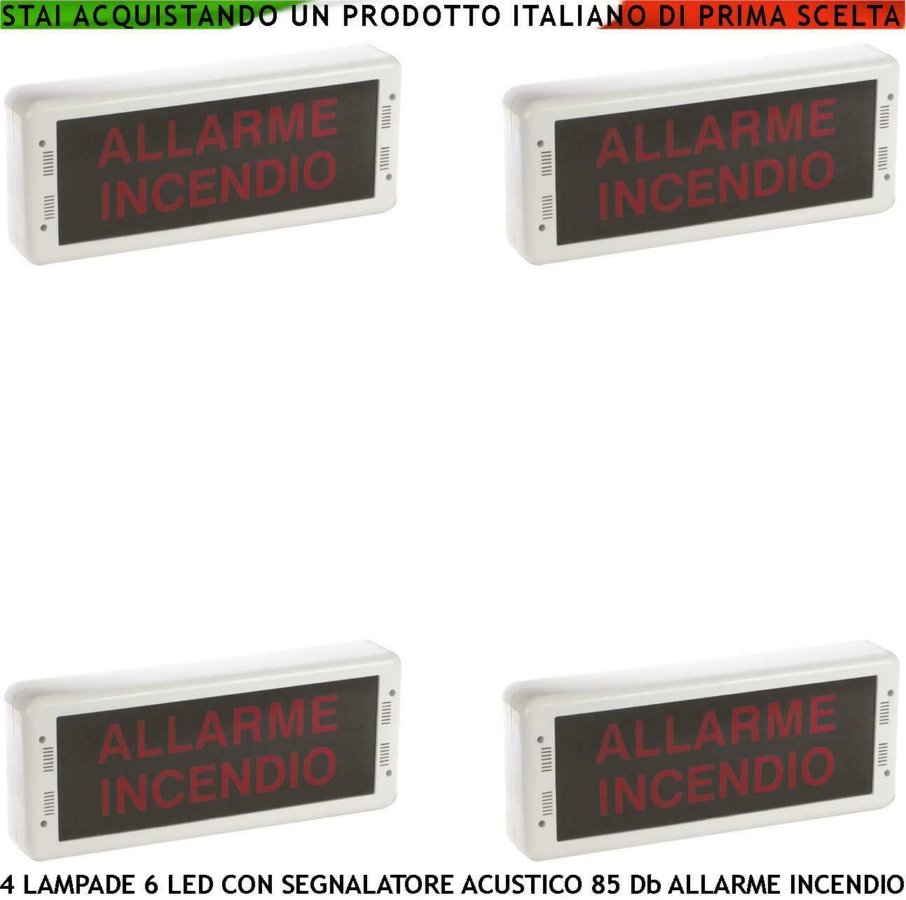 SEGNALAZIONE VIA DI FUGA 4 PEZZI LUCE LED SIRENA 85 DB SECURVERA SF-LMPSLCSSID