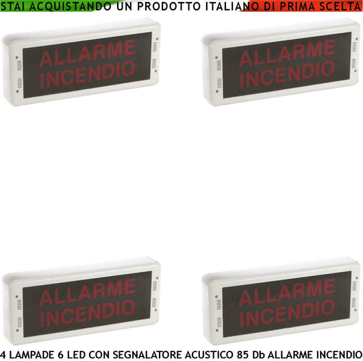 SEGNALAZIONE VIA DI FUGA 4 PEZZI LUCE LED SIRENA 85 DB SECURVERA SF-LMPSLCSSID