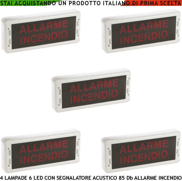 SEGNALAZIONE VIA DI FUGA 5 PEZZI LUCE LED SIRENA 85 DB SECURVERA SF-LMPSLCSSIE