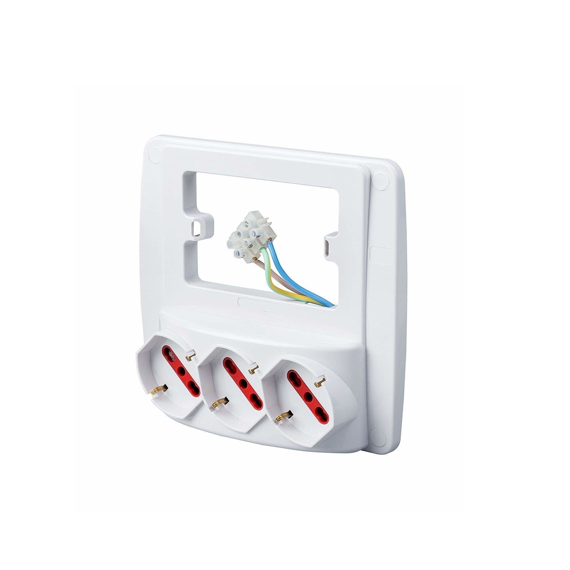 Multipresa da parete con 3 prese schuko bivalenti 10/16A 250V per placche 3posti BIANCO